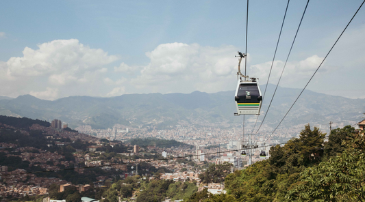 View overlooking the metro line from Medellin to the neighborhood of La Sierra in Comuna 8